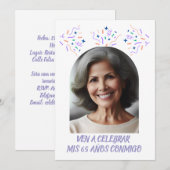 Invitation Cumpleaños de 65 Años Fiesta Con Foto (Devant / Derrière)