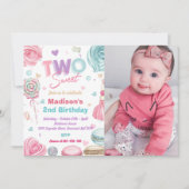 Invitation Cupcake 2e fête d'anniversaire Deux bonbons sucrés (Devant)