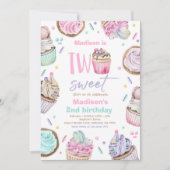 Invitation Cupcake 2e fête d'anniversaire Deux sucreries (Devant)