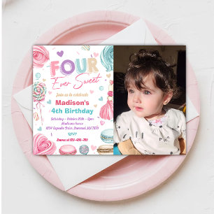 Invitation Cupcake 4e fête d'anniversaire Quatre jamais si do