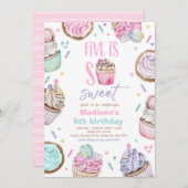 Invitation Cupcake 5e fête d'anniversaire Cinq est tellement  (Devant / Derrière)