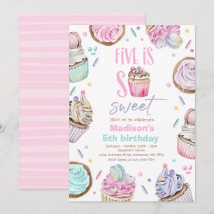 Invitation Cupcake 5e fête d'anniversaire Cinq est tellement