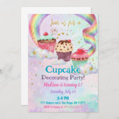 Invitation Cupcake 6th Birthday Party Sweet Candy Party (Devant / Derrière)