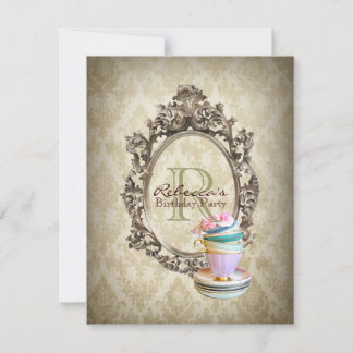 Invitation cupcake à fleurs victoriennes fête du thé anglais