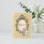 Invitation cupcake à fleurs victoriennes fête du thé anglais (Debout devant)