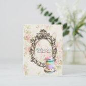 Invitation cupcake à fleurs victoriennes fête du thé anglais (Debout devant)