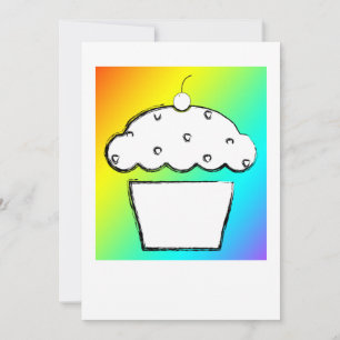 Invitation cupcake arc-en-ciel