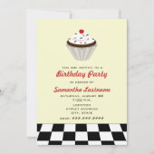 Invitation Cupcake au chocolat avec fête d'anniversaire Cherr (Devant)