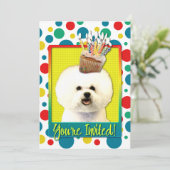Invitation Cupcake - Bichon Frise (Debout devant)