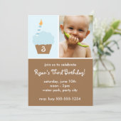 Invitation Cupcake bleu (Debout devant)