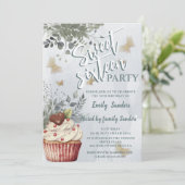 Invitation cupcake bleu-duvet d'eau vert (Debout devant)
