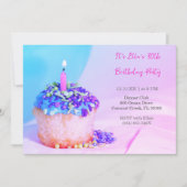Invitation Cupcake bleu rose coloré 30e anniversaire (Devant)