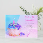 Invitation Cupcake bleu rose coloré 30e anniversaire (Debout devant)