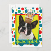 Invitation Cupcake - Boston Terrier (Devant / Derrière)