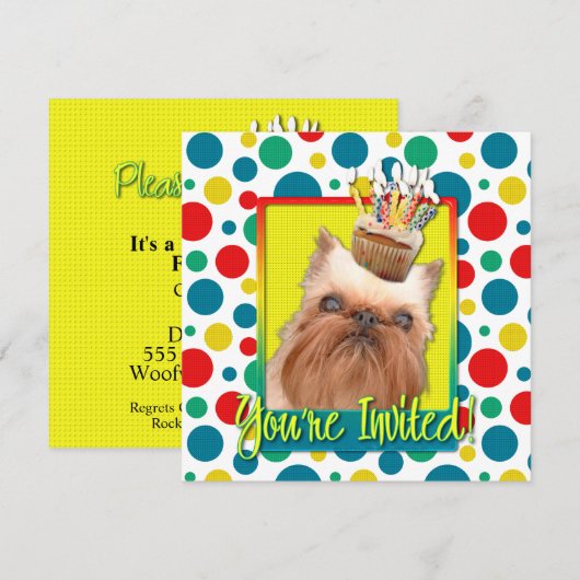 Invitation Cupcake - Bruxelles Griffon (Devant / Derrière)