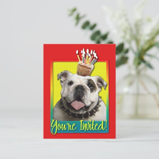Invitation Cupcake - Bulldog - Light (Debout devant)