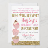 Invitation Cupcake Challenge Baking Rose & Gold Anniversaire (Devant)