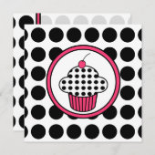 Invitation Cupcake Cherry Point Polka /Pink & Blac (Devant / Derrière)