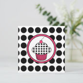 Invitation Cupcake Cherry Point Polka /Pink & Blac (Debout devant)