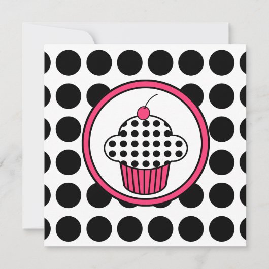Invitation Cupcake Cherry Point Polka /Pink & Blac (Devant)