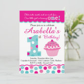 Invitation Cupcake Cutie Pie (Pink & Aqua) Premier Anniversai (Debout devant)