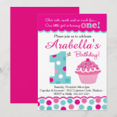 Invitation Cupcake Cutie Pie (Pink & Aqua) Premier Anniversai (Devant / Derrière)