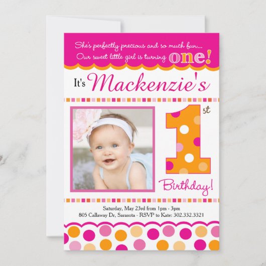 Invitation Cupcake Cutie Pie (Pink & Orange) Premier Annivers (Devant)