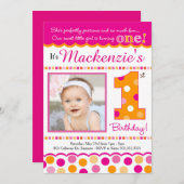 Invitation Cupcake Cutie Pie (Pink & Orange) Premier Annivers (Devant / Derrière)