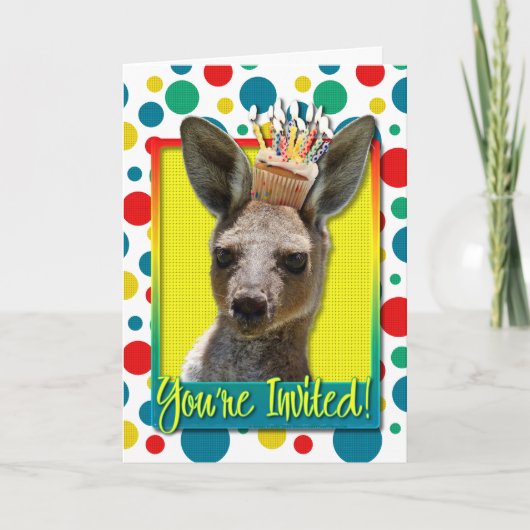 Invitation Cupcake d'anniversaire - Kangaroo (Devant)