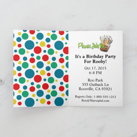 Invitation Cupcake d'anniversaire - Kangaroo (Intérieur)