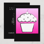 Invitation cupcake de cerise (Devant / Derrière)