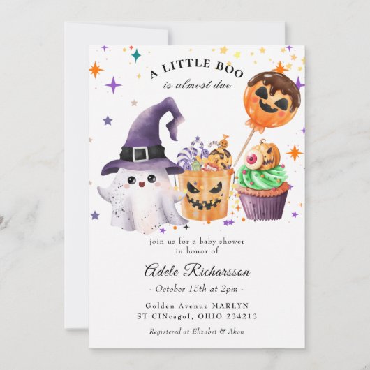 Invitation Cupcake de citrouille fantôme d'Halloween (Devant)