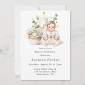 Invitation Cupcake de Croix Blanche avec Baptême de Fille (Devant)