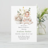 Invitation Cupcake de Croix Blanche avec Baptême de Fille (Debout devant)