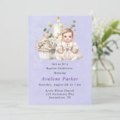 Invitation Cupcake de Croix Blanche avec Baptême de Fille (Debout devant)