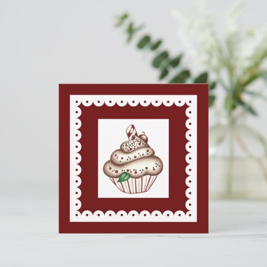 Invitation Cupcake de vacances (Debout devant)