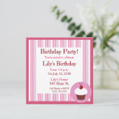 Invitation Cupcake de vanille rose (Debout devant)