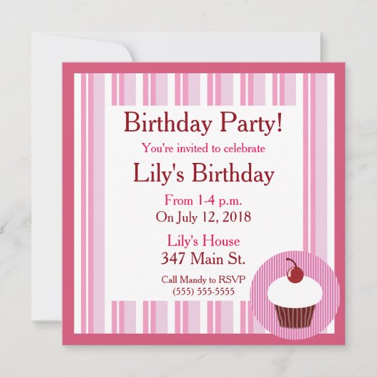 Invitation Cupcake de vanille rose (Devant)