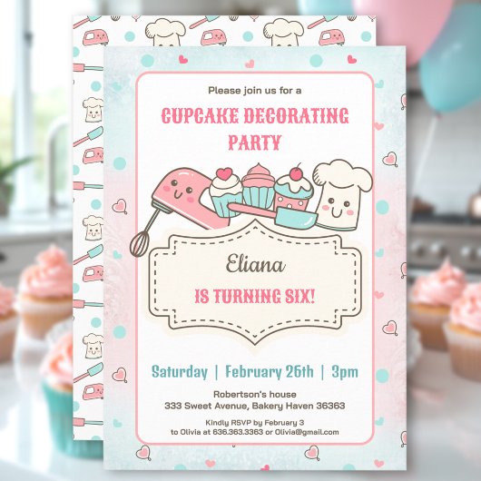 Invitation Cupcake Décoration Party Cute Baking Girl Annivers