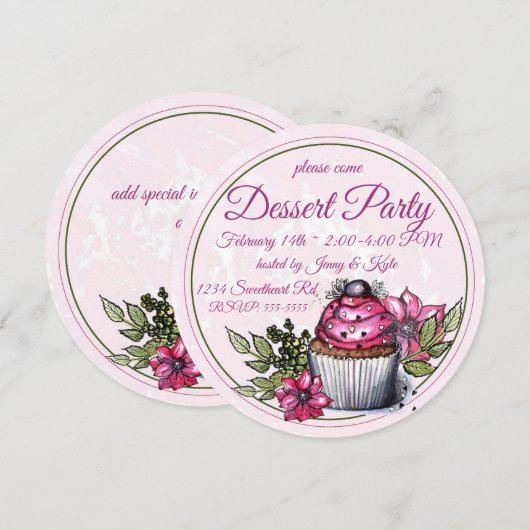 Invitation Cupcake Dessert Party (Devant / Derrière)