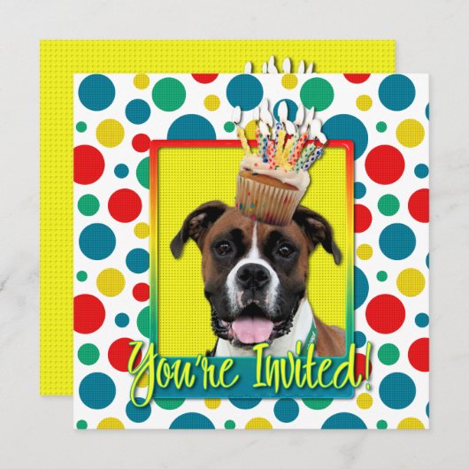 Invitation Cupcake d'invitation - Boxer - Vindy (Devant / Derrière)