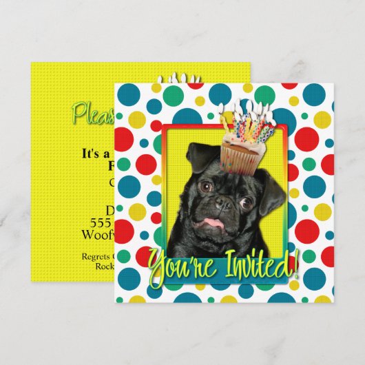 Invitation Cupcake d'invitation - Carlin - Ruffy (Devant / Derrière)