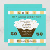 Invitation Cupcake d'invitation de la 50e fête d'anniversaire (Devant / Derrière)