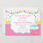 Invitation Cupcake et arroser rose fête d'anniversaire (Devant)