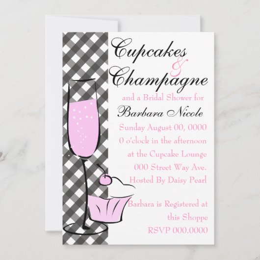 Invitation Cupcake et Champage (Devant)