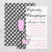 Invitation Cupcake et Champage (Devant / Derrière)