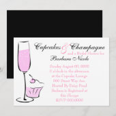 Invitation Cupcake et Champage (Devant / Derrière)