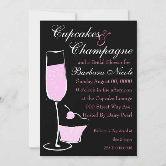 Invitation Cupcake et Champage (Devant)
