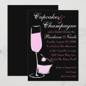 Invitation Cupcake et Champage (Devant / Derrière)