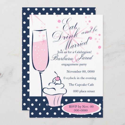 Invitation Cupcake et Champage (Devant / Derrière)